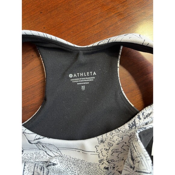 Athleta White Black Floral Print Conscious Crop Bra Wm XS Low Impact - Picture 3 of 8